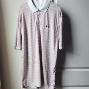 Under Armour Striped Polo Shirt - White, Blue, Red